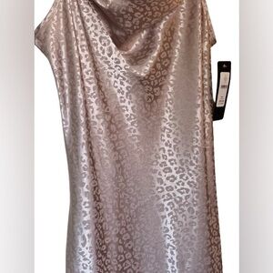 Bebe Satin Cowl Midi dress animal print Blush color
